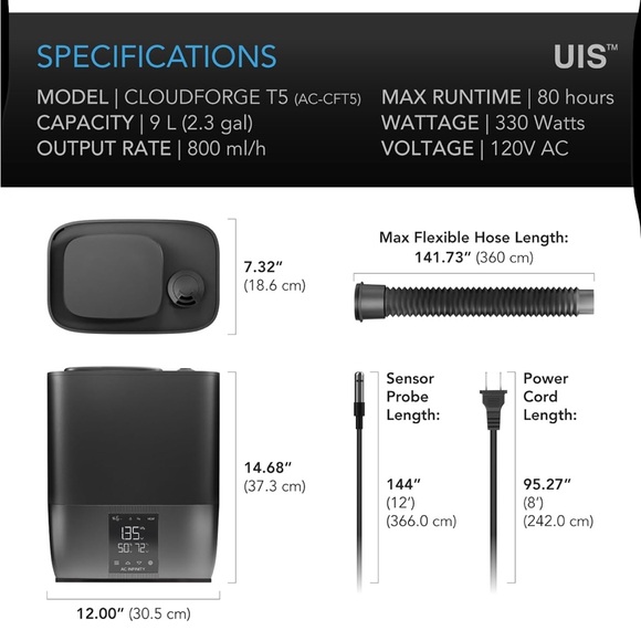 AC Infinity Black Humidifier with Display - Picture 2 of 8